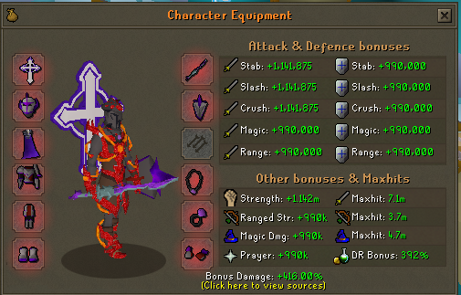 Equipment screen after